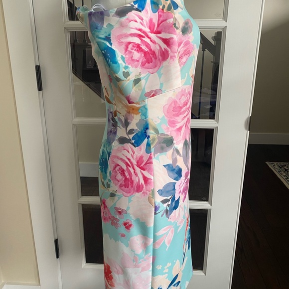 Calvin Klein Pink and Orange Off-Shoulder Sheath Dress - Picture 3 of 13